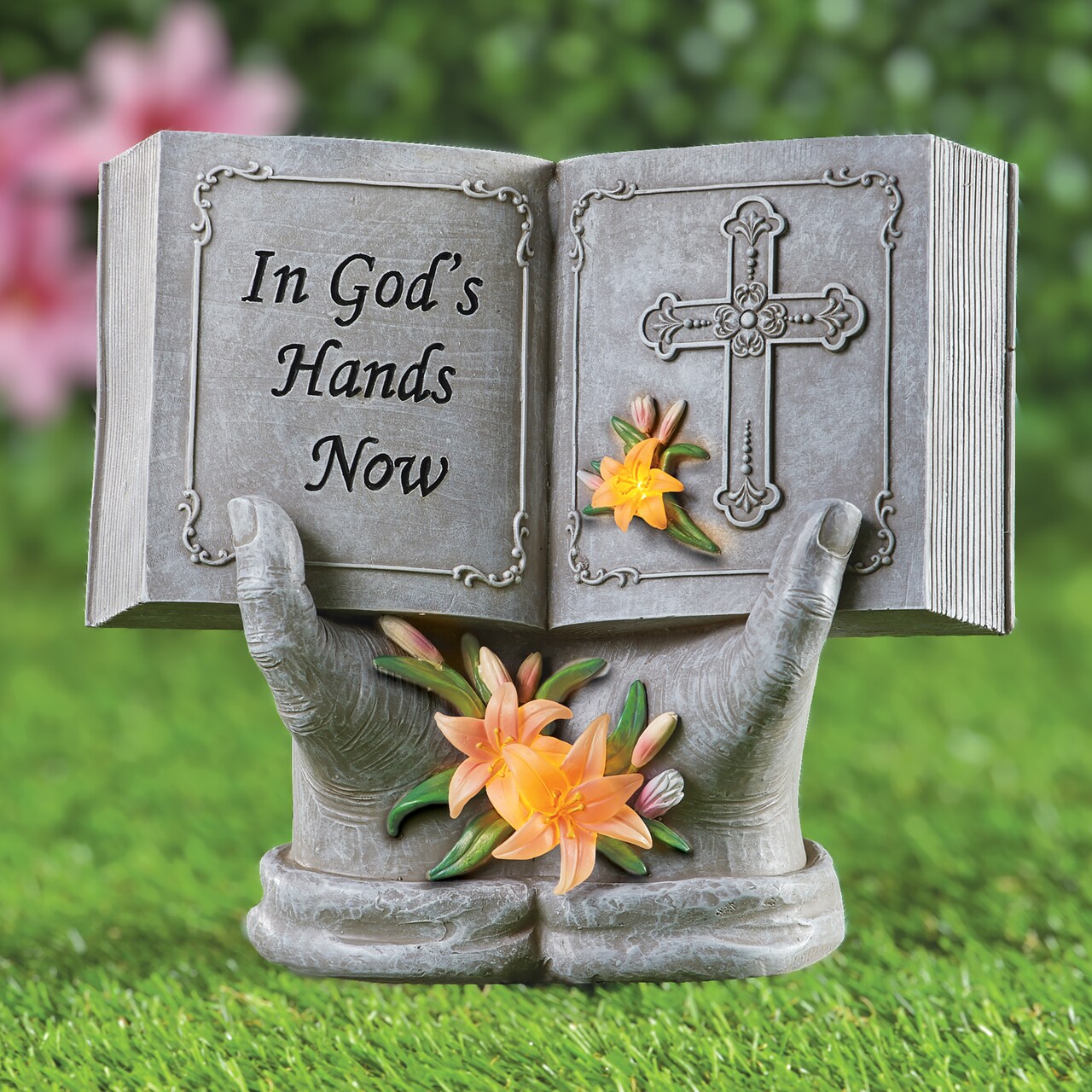 Collections Etc Solar Powered In God's Hands Now Memorial Statue